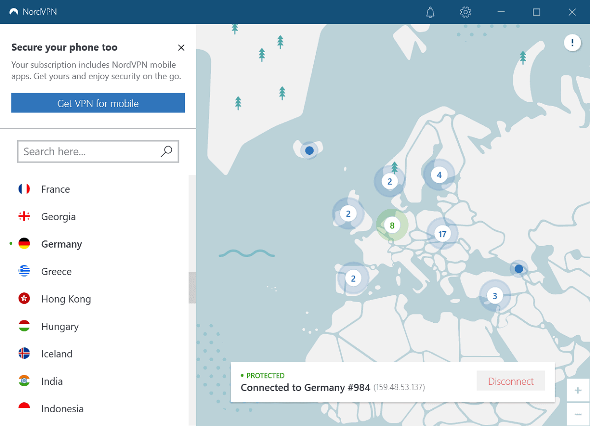 Thiết lập IP quốc gia bằng NordVPN