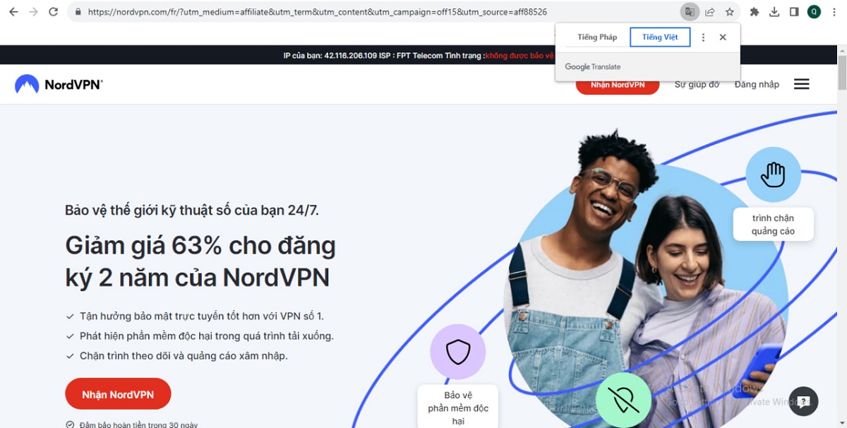 Trang chủ cài đặt NordVPN tại Việt Nam